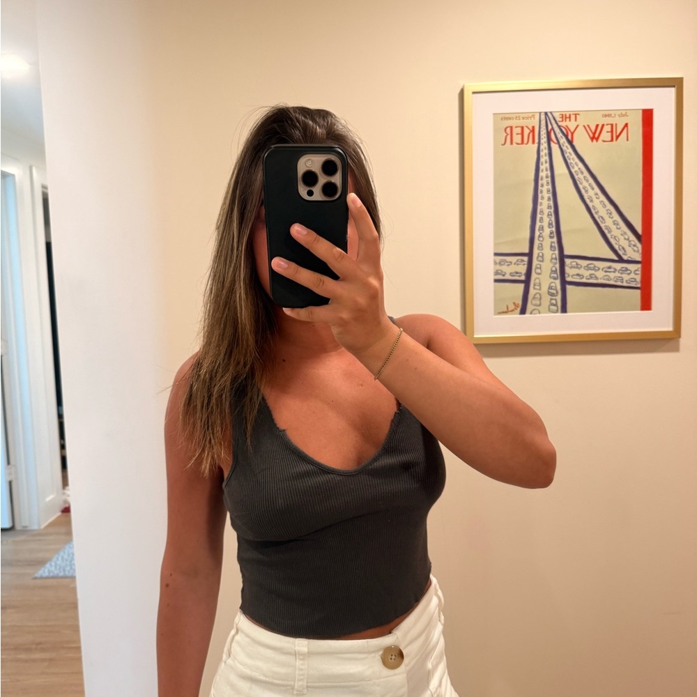BDG Charcoal Ribbed V-Neck Camisole